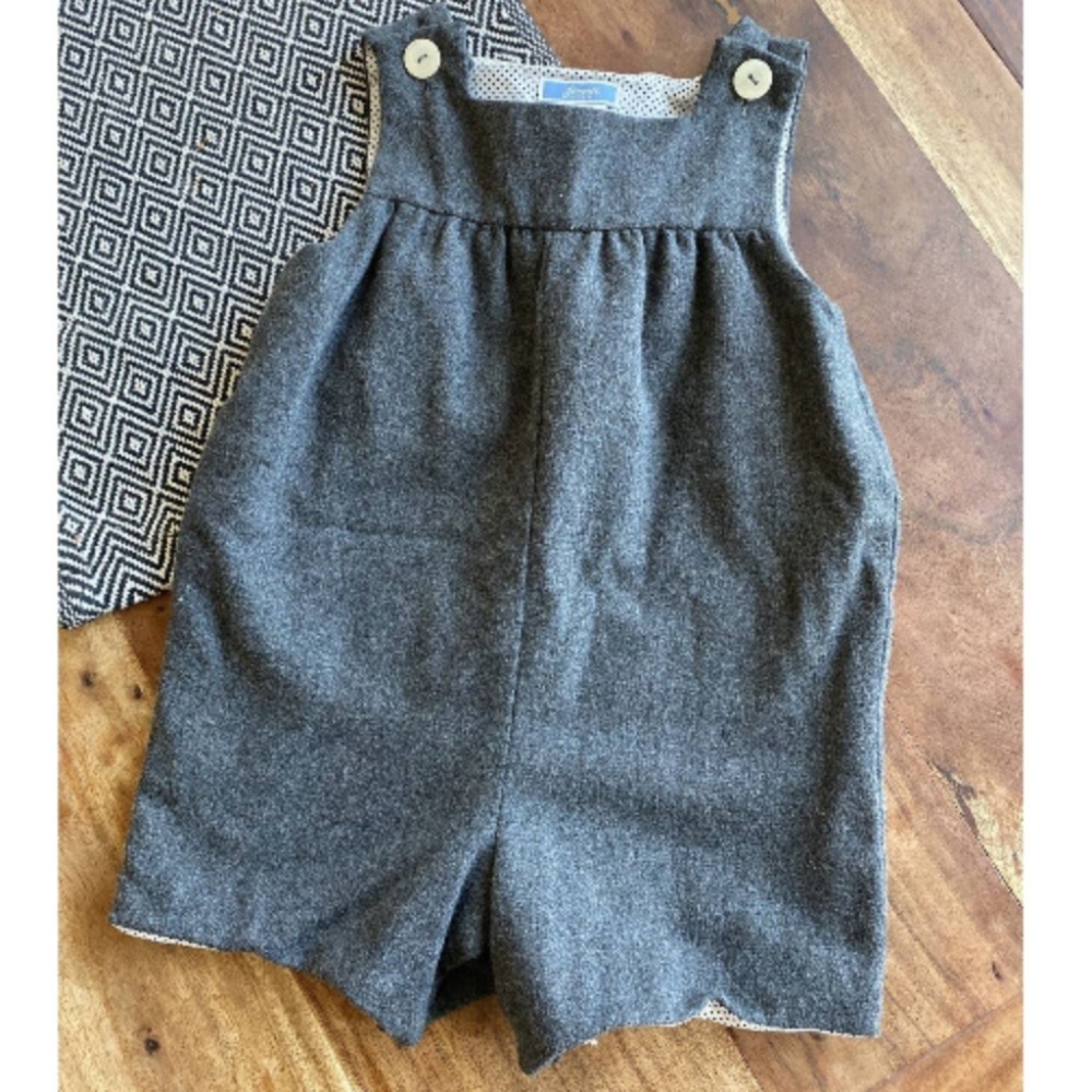 Jacadi Paris- Grey Wool Romper Bloomers Overalls- Machine Washable- 36m 3T 3Y